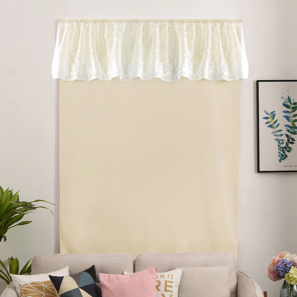 New Beautiful Lace Punch Free Blackout Curtain Shading Anti-UV For Living Room Bedroom Window Curtain Easy Install Drapes