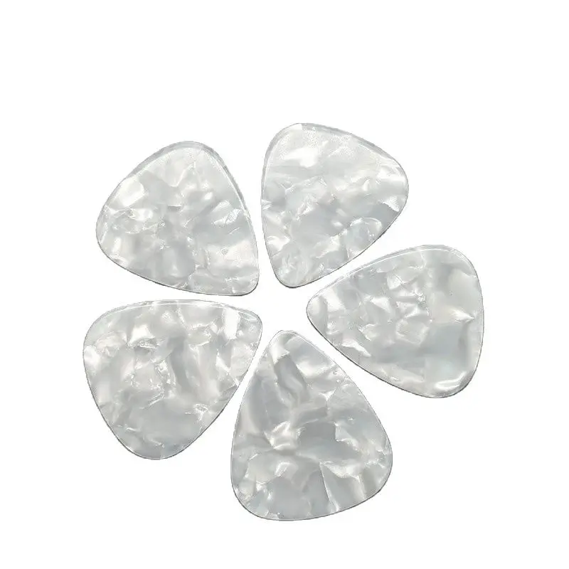 White Pearloid Guitar Picks, Celluloid, Different Thickness, Plectrum, Best Price, 100Pcs