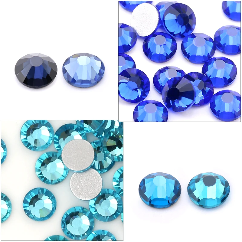 SS4-SS34 Sapphire Rhinestone for Nail Art стразы Flat back Non Hotfix Glue on Nail Art Rhinestones for needlework