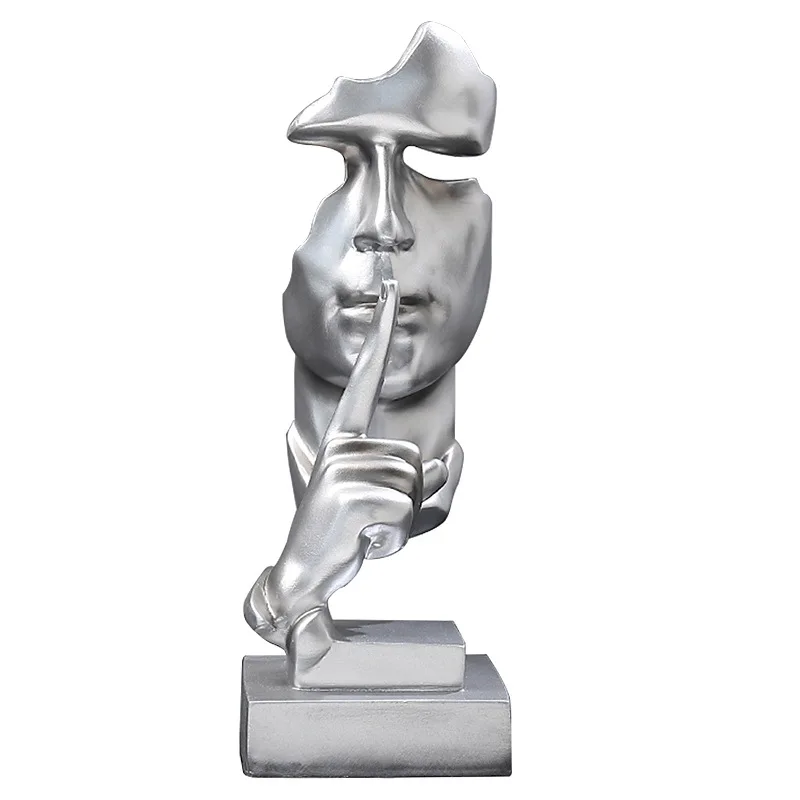 

Sculpture Silence Is Gold Statues for Decoration Resin Mask Statue Ornaments Mask Sculpture Office Vintage Nordic Home Decor