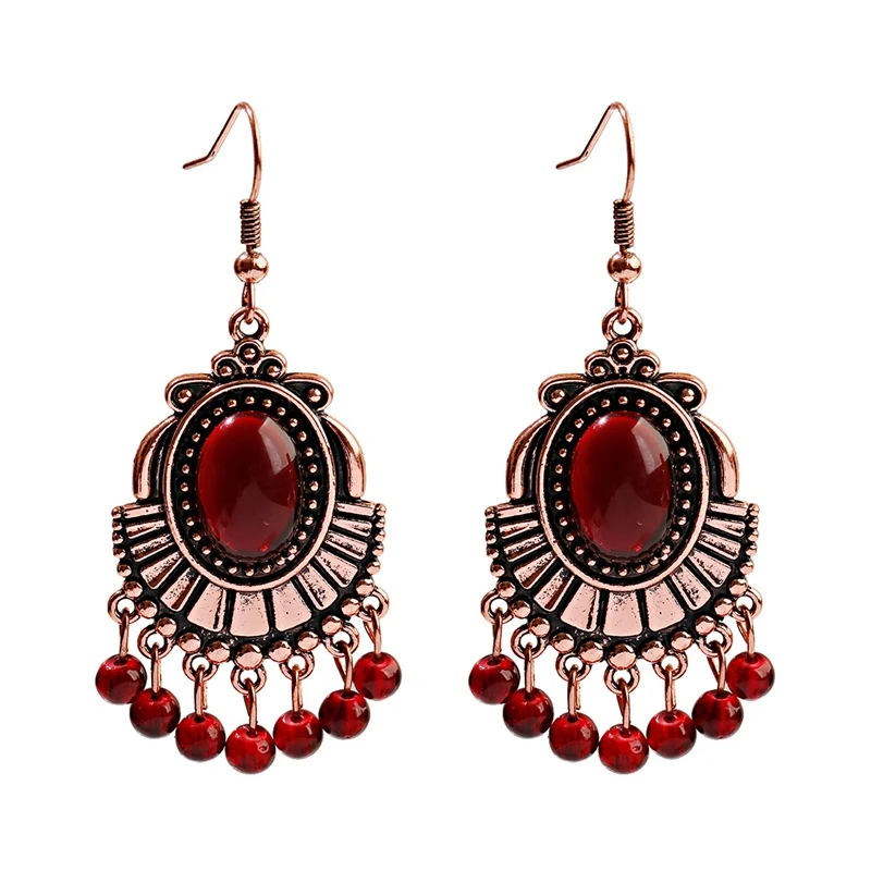 Women's Vintage Boho Ethinic Rose Golden Hanging Dangle Earrings Ornaments Female Indian Brincos Statement Jewelry Accessories view 5