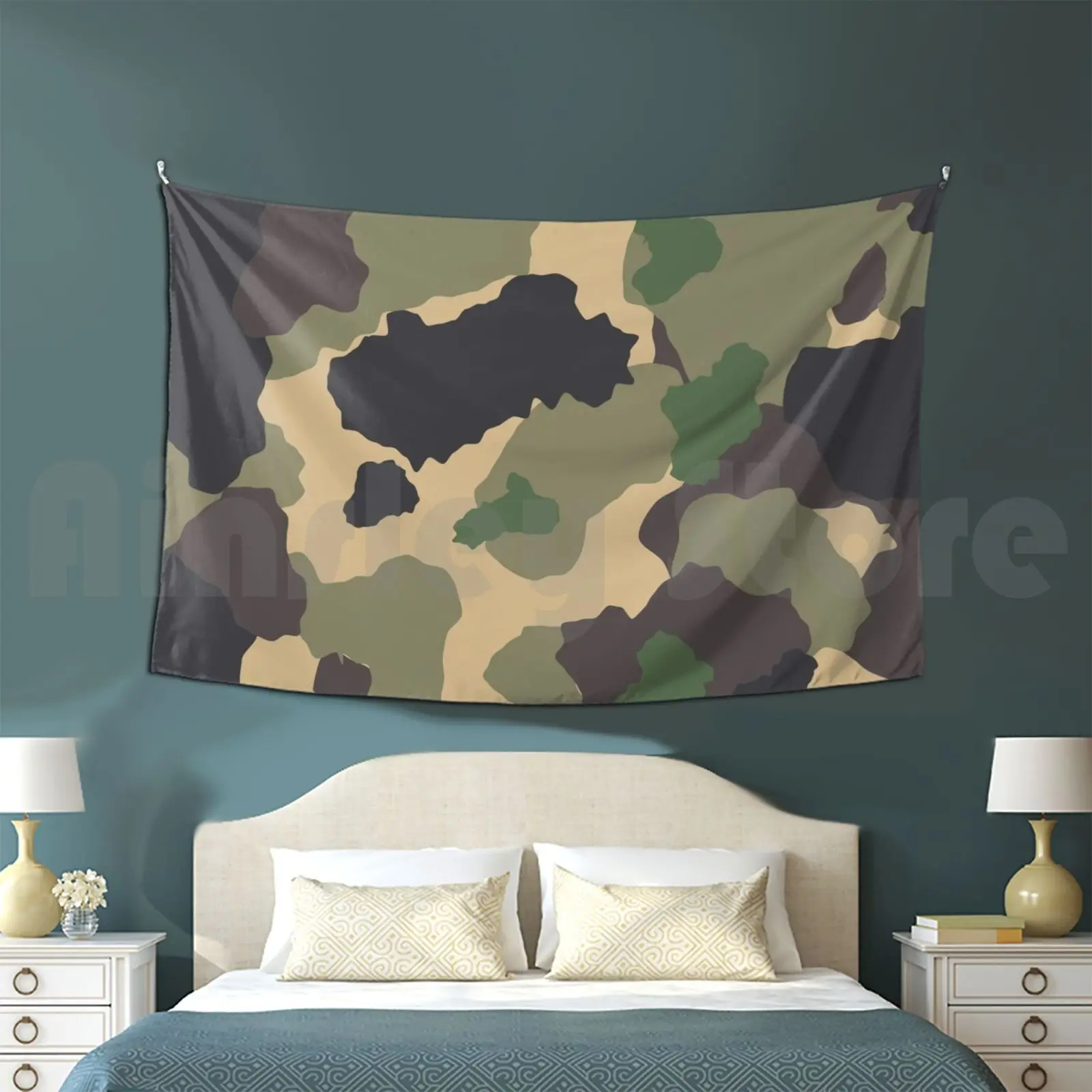 Desert Cammo Style Tapestry Living Room Bedroom Cammo Camouflage Army Forces Green Manoeuvres Desert