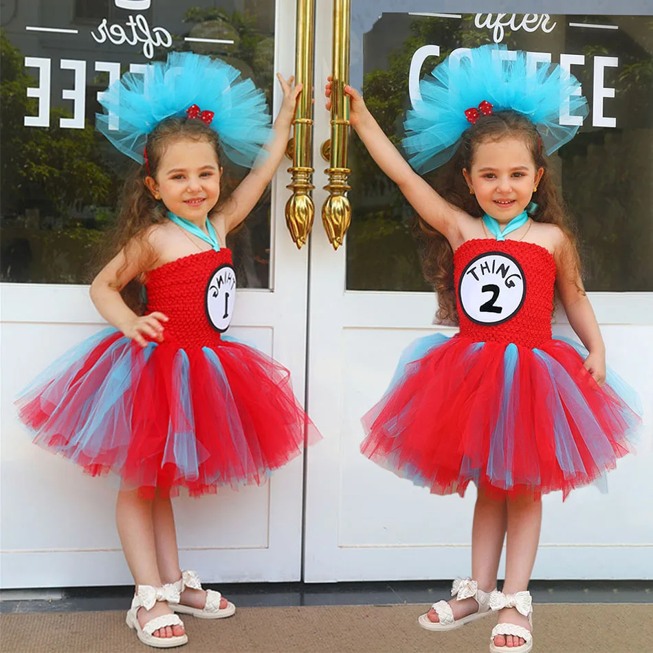 

2021 Tutu Twins Princess Dress For Girl Costume Kid Children Performance Show Birthday Gift Party Clothing Christmas Red Dress