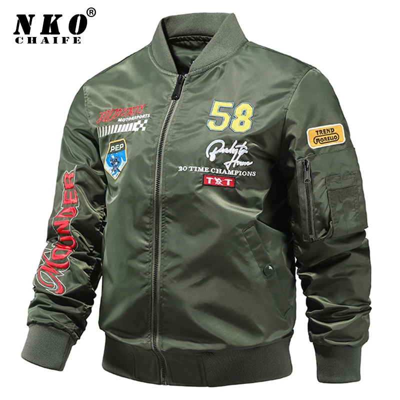 

MA1 Bomber Jacket Men 2021 New Spring Autumn Fashion Embroidery Casual Baseball Jacket Coat Men Army Tactics Military Jacket Men