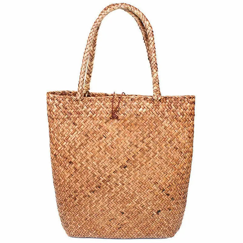 Hot Sell High Quality 2019 Women Straw Woven Handbag Purse Lady Summer Beach Holiday Portable Tote Bags