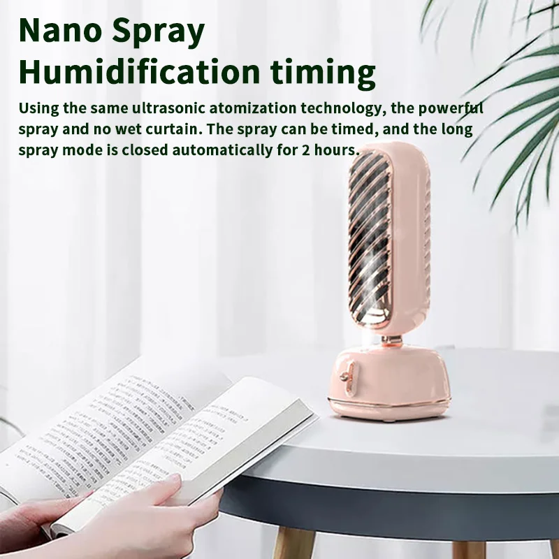 Kipas Tanpa Bilah Semprotan Air Elektrik Kipas Kabut Ultra-tenang Cerdas Tiga Kecepatan Pendingin Udara Berangin untuk Musim Panas Kualitas Tinggi FS48
