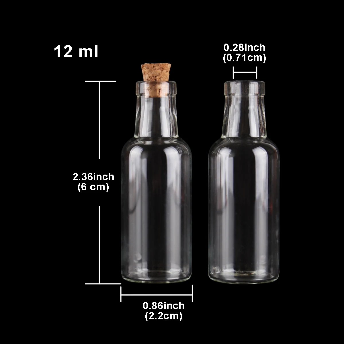 10pcs 12ml 22*60*7mm Clear Glass Jars Glass Bottles with Cork Stopper Glass Vials glass vessels Wishing bottles