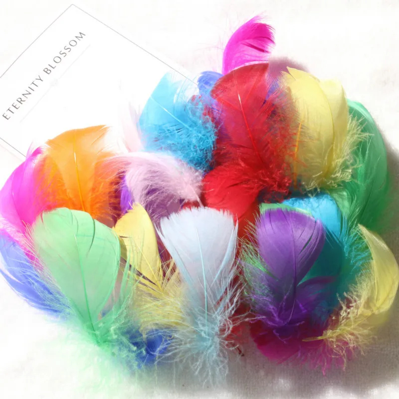 2-5 Inch Goose Feather Diy Dyed Color Mid-floating Swan Plume Dream Catcher Ball Gift Box Filling Decorative Material 100pcs