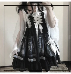 Gothic palace sweet  vintage falbala soft girl printing victorian dress kawaii girl gothic lolita  princess lolita  strap dress