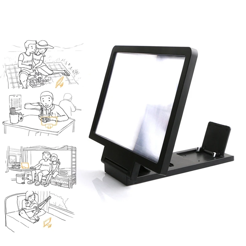 3D Cell Phone 8.5 Screen Magnifier HD Video Amplifier Stand Bracket Phones Screen Magnifier For Smartphones Mobile Phone Access