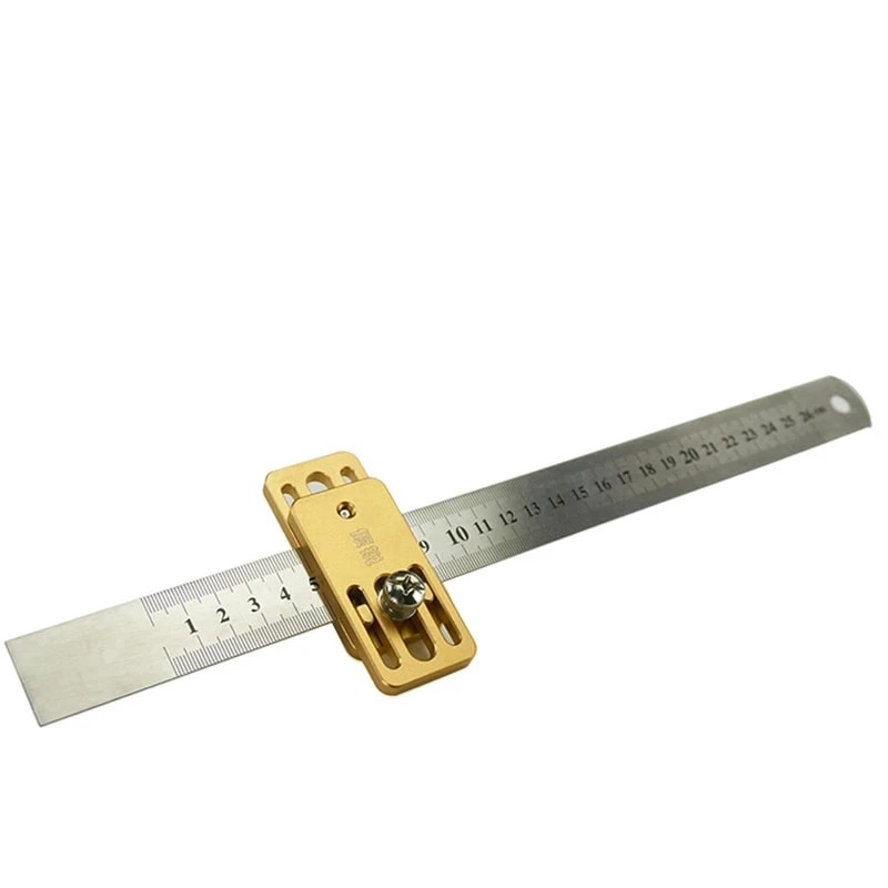 Woodworking Scribing Tool Steel Ruler Positioning Block Crossed Out Tool Line Drawing Marking Gauge Steel Ruler Limiter