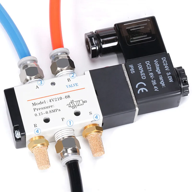 Airtac 5/2 Solenoid Pneumatic Air Valve Wiring Diagram 4V210-08 4v210 Pneumatic Cylinder Part Solenoid Valve