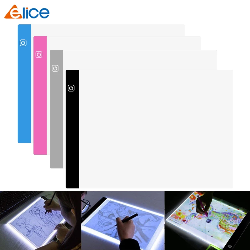 Elice USB Powered Ultra-thin LED Drawing Board Pad Animation Tracing Light Box led light pad Lightbox Tablet 3 level Dimming