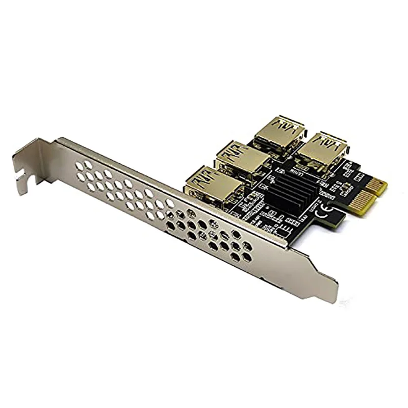 Placa Riser Multiplicadora PCI Express, Slots PCIe 1 a 4 PCI-Express 16X, Adaptador PCI-E 1X para Externo 4 PCI-e USB 3.0