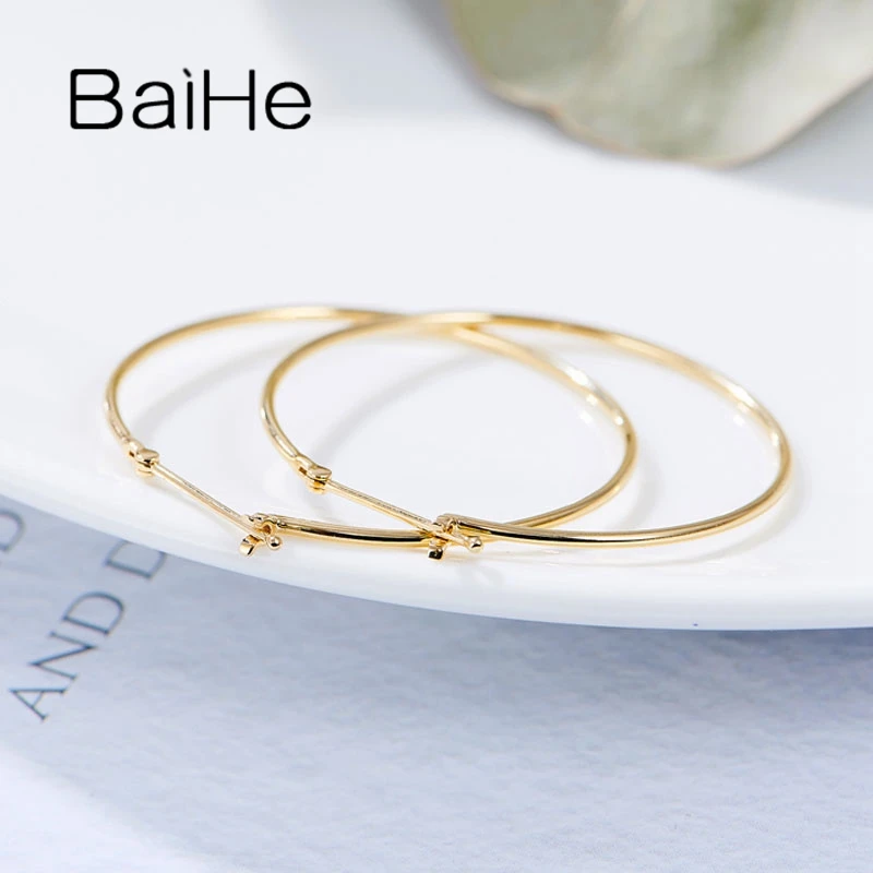 BAIHE Solid 14K White/Yellow/Rose Gold Real Gold Ear Clip Earrings Women Wedding Gift Fine Jewelry boucle d’oreille kolczyki