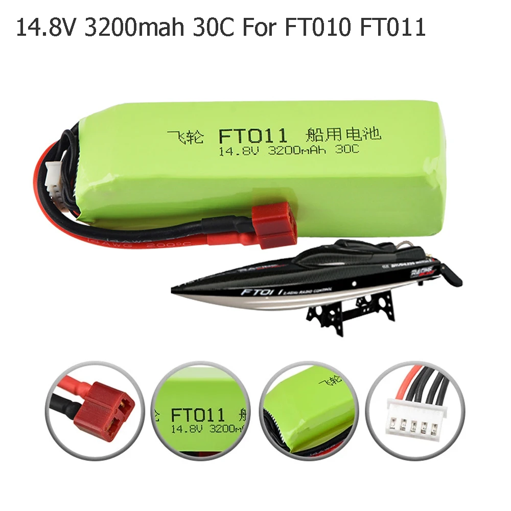 

RC 14.8V 3200mAh 30C 4S Lipo Battery T Plug For FT010 FT011 RC Boat Helicopter Airplanes Car Spare Parts 14.8v Battery