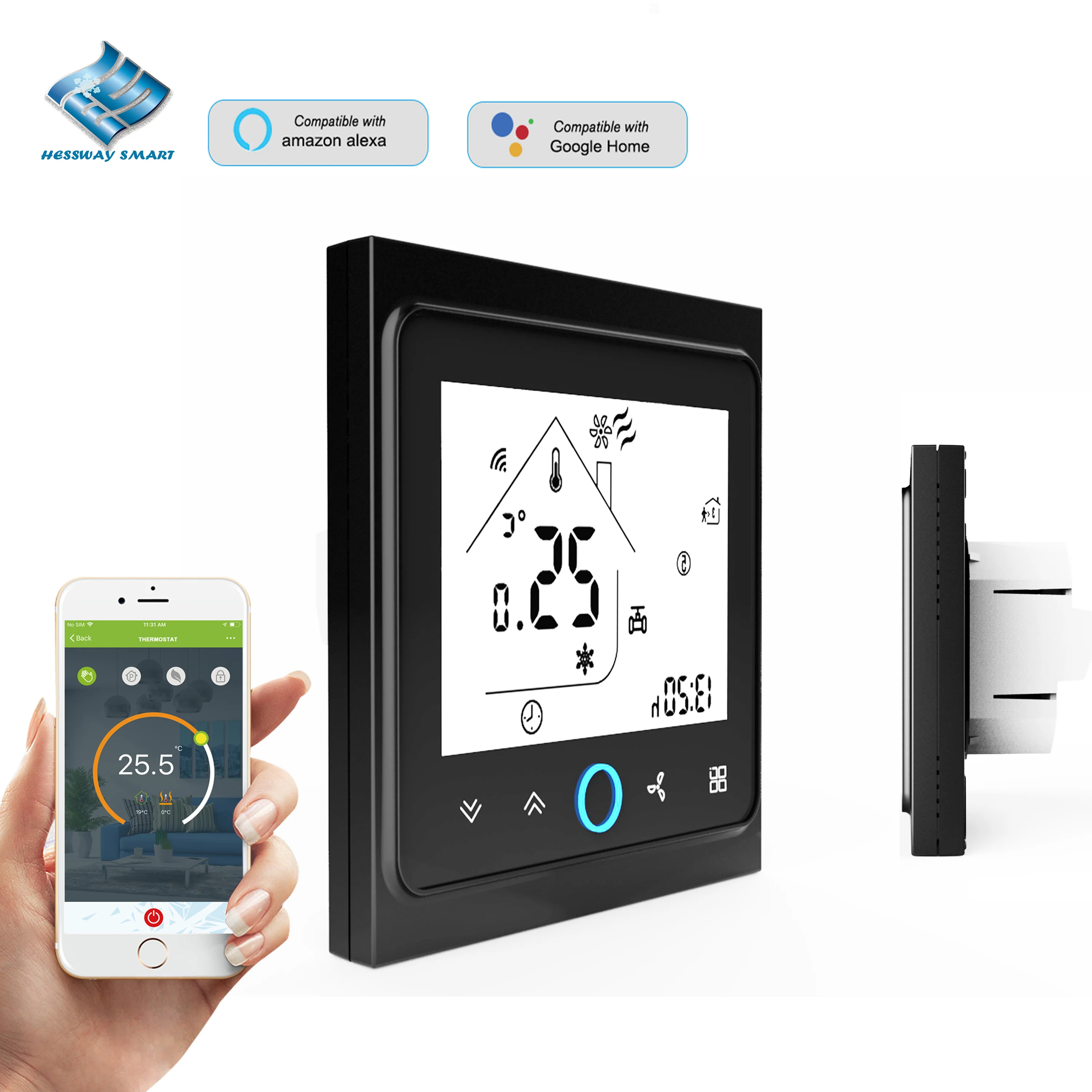 WIFI Smart Thermostat Temperature Controller for Cooling Heating Programable Thermostatic Valve RS485 RTU 2P/4P 24V 95-240VAC