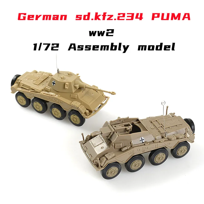 

1/72 Sd.kfz.234 PUMA Model ww2 German Cougar Wheeled Armored Vehicle Reconnaissance Car Military Assembly Model Kit Chariot Toy