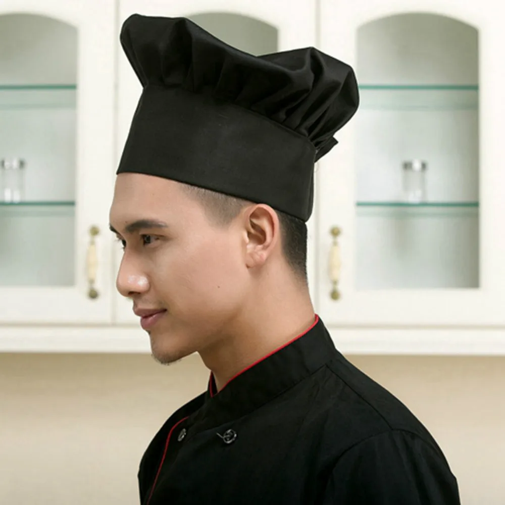 Chef Hat Cooking Adjustable Men Kitchen Baker Elastic Hat Catering Cooking Cap Striped Plain Hats Working Cap 1pc cooker hat