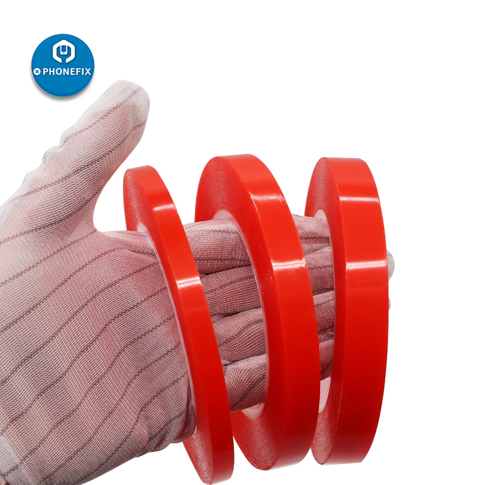 Phone pcb Repair tape Length 25M Red Film Double Sided Transparent Tape Heat/Cold Resistant PET Strong Adhesive Tape Sticker