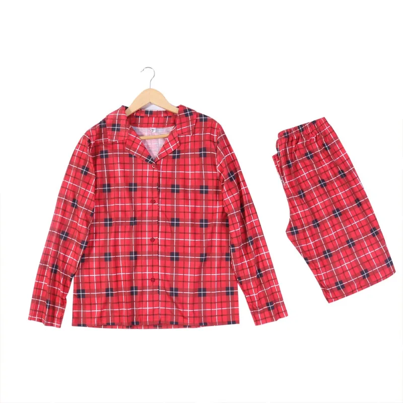 New Christmas Family Matching Pajamas Plaid Cotton Adult Kid Women Top + Pants And Dog Family Christmas Sleepwear Clothes