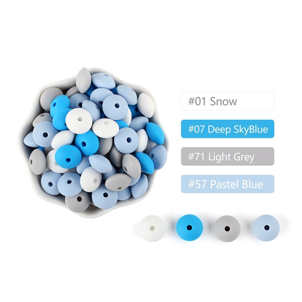 20Pcs Siliocne Lentil Beads 12MM Round Beads 14MM Hexagon Baby Teething Beads BPA Free DIY Pacifier Chain Necklace Accessory