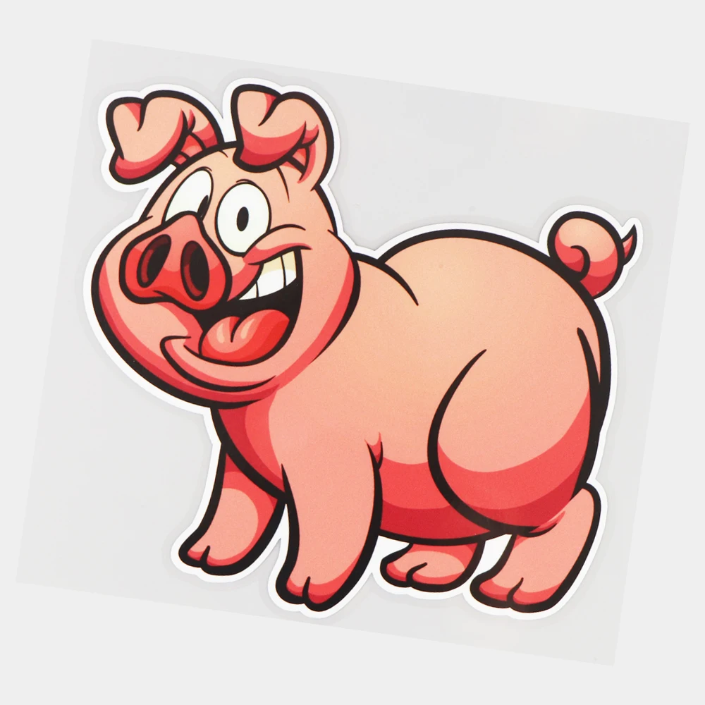 JuYouHui Exterior Accessories Decal Happy Pig Cartoon Vinyl Stickers Body Decoration Funny Car Decal