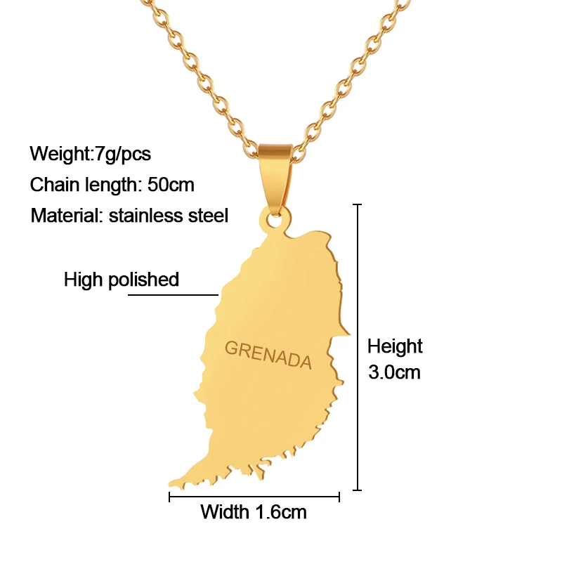 SONYA GRENADA Map Pendant Necklaces For Women/Men Stainless Steel Material Gold Color Charm Gabuutih Jewelry Gift