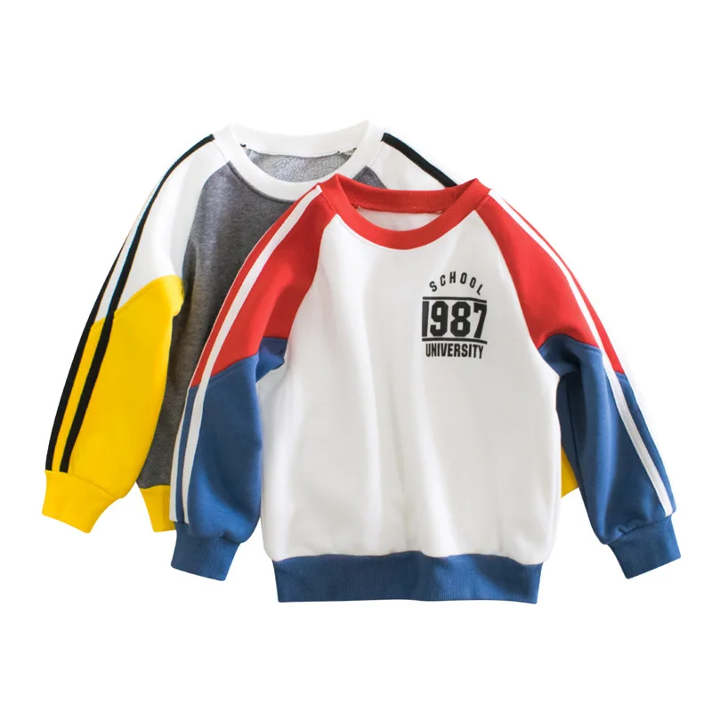 2021 Winter Autumn Sweatshirts Coat Kids Boys Girls Number Letter Print Clothes Children Fluff Sport Casual Sweater 2206