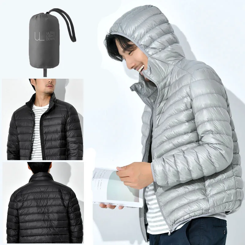 New Men Short Fall Winter Parka White Duck Down stand collar Jackets Light Travel Portable Warm Coat Outwear Winter  Essential