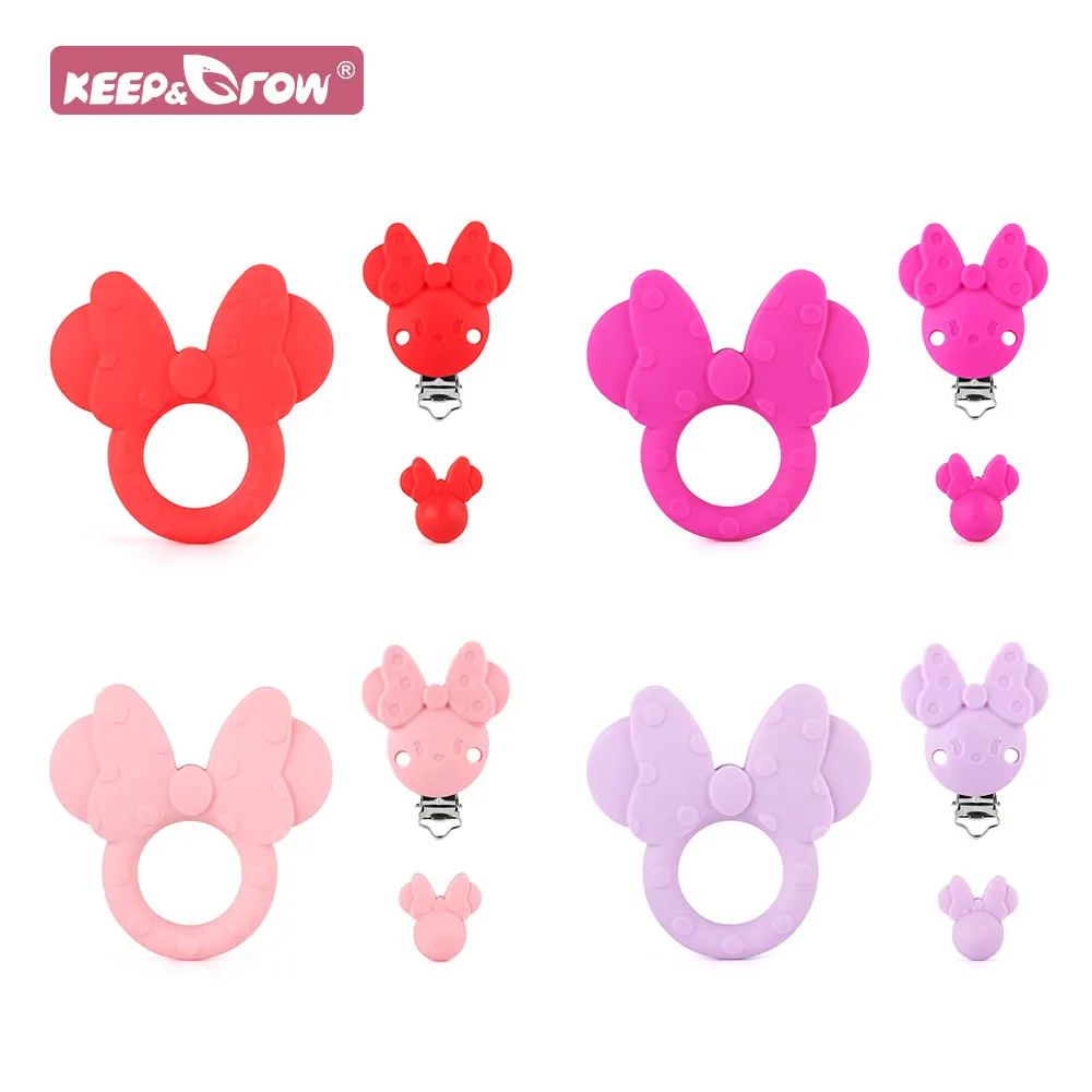 

Baby Pacifier Teether Cartoon Mouse Clip Bead Silicone Food Grade DIY Infant Teething Molar Dummy Holder Toys Baby Beads Clips