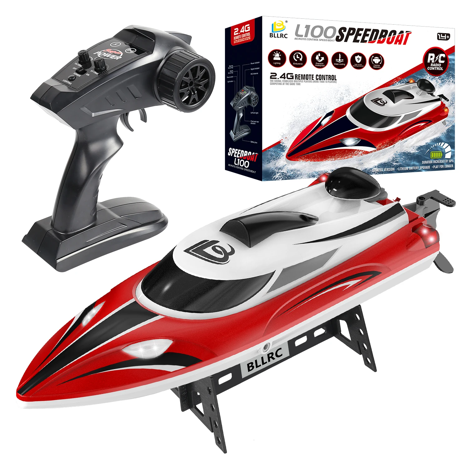 BLLRC L100 RC ship high-horsepower high-speed speedboat ship water toy electric racing yacht red