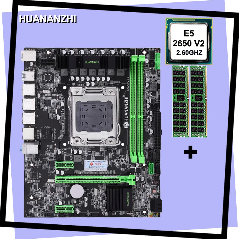 Hot HUANANZHI Micro-ATX X79 motherboard CPU memory combos LGA2011 motherboard CPU Intel E5 2650 V2 RAM 2*8G DDR3 1600 REG ECC