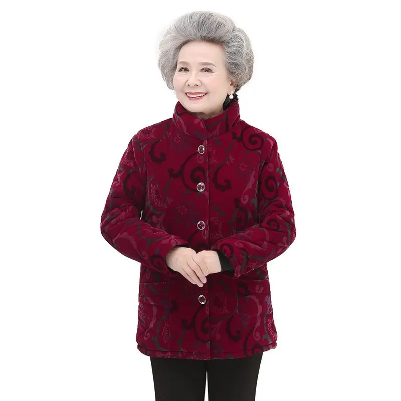 Plus Size 5XL Coat Elderly 60-80 Women Clothing Winter Warm Jacket Women\'s Short Overcoat Parkas Outerwear Grandmother Outfit