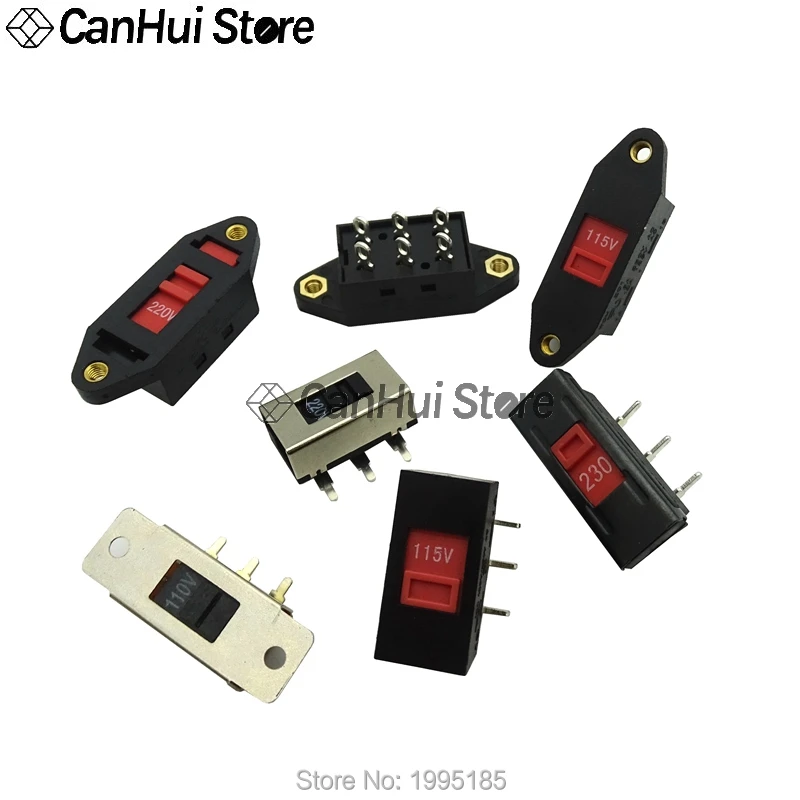 5PCS 3PIN 6PIN voltage conversion switch 110 v - 220 - v bending straight the feet 115 v to 230 v slide switch Toggle switch