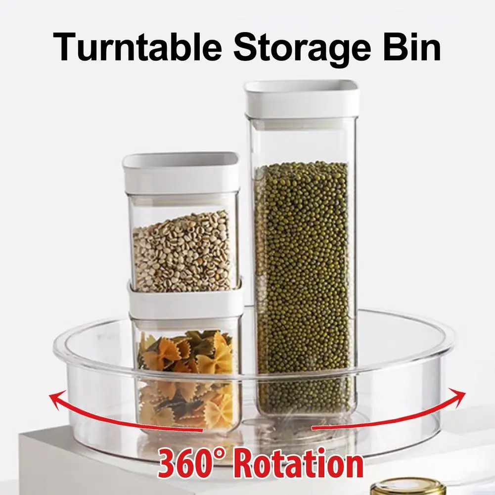 360 Rotation Cabinet Organizer 9 Inch Spice Drink Cosmetic Storage Rack PET Transparent Turntable For Home Kitchen Bathroom