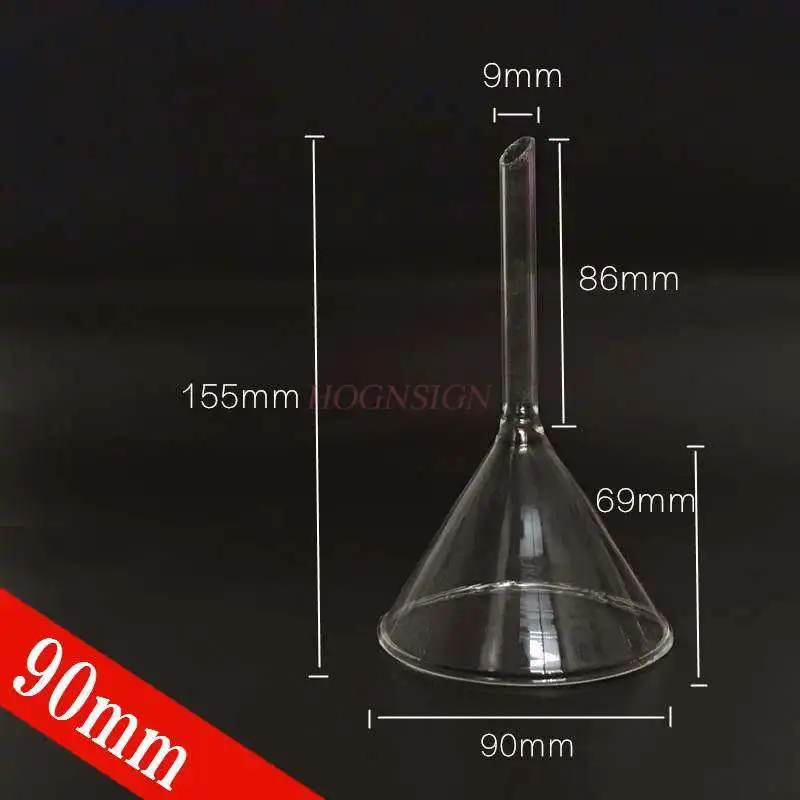 Glass instrument glass funnel transparent short neck triangular funnel cone funnel 40mm 60mm 90mm