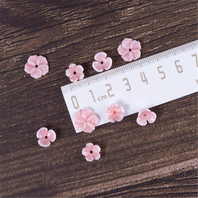 50pcs/lot new pink flower resin beads for diy hair clip jewelry making accessories imitation shell loose beads with hole