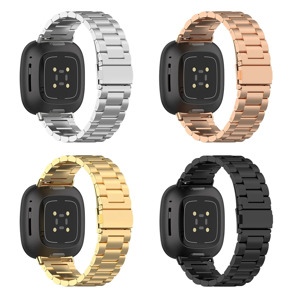 سوار ساعة صلب من الفولاذ المقاوم للصدأ لهاتف Fitbit Sense 2 & Fitbit Versa 3 4 أشرطة ساعة حزام معدني اكسسوارات للنساء والرجال