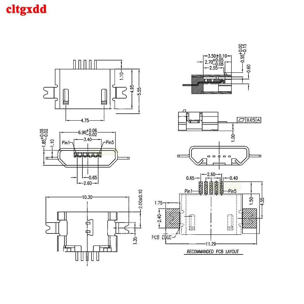 10Pcs MICRO USB 5P Female Charge Jack Socket Flat Port Connector Sinking Board 1.0 For DOOGEE S60 Bike Navigation MIO CYCLO 200