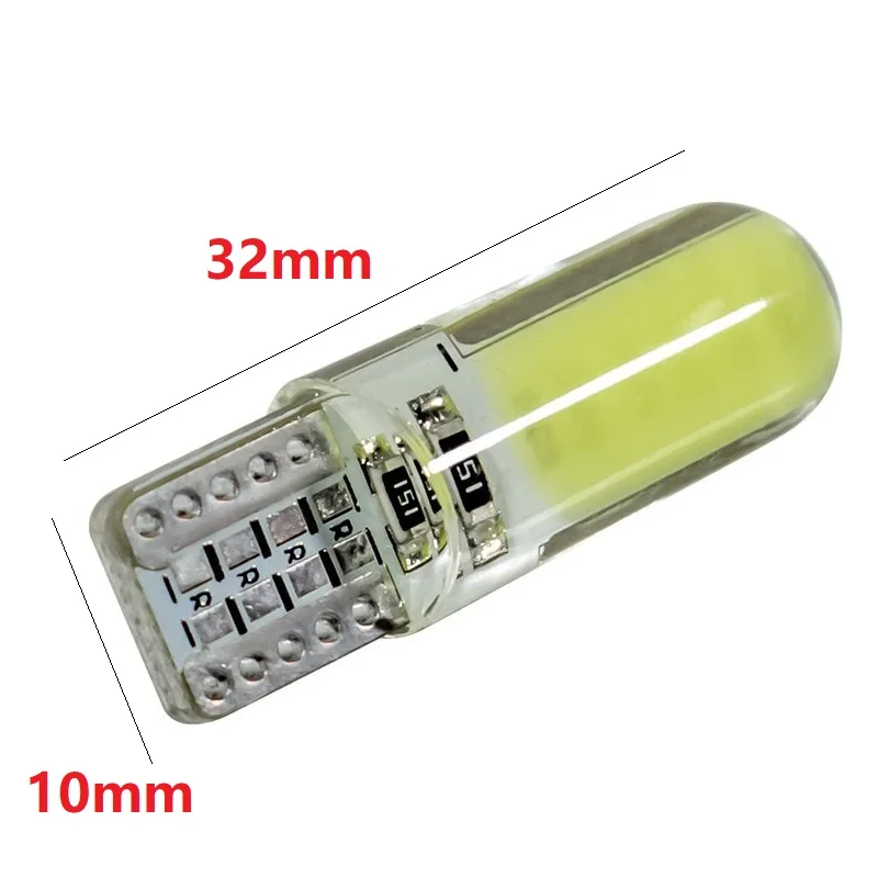 Silicone Gel COB LED 4/10PCS Car Light 12V T10 W5W Wedge Side Parking Reading Bulb Signal Lamp Clearance Light 12 SMD chips