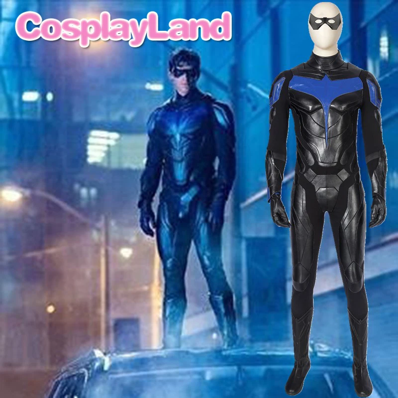 Titans Nightwing Cosplay Costume Carnival Halloween Cosplay Dick Grayson Jumpsuit Superhero Robin Outfit Fancy Men Costume