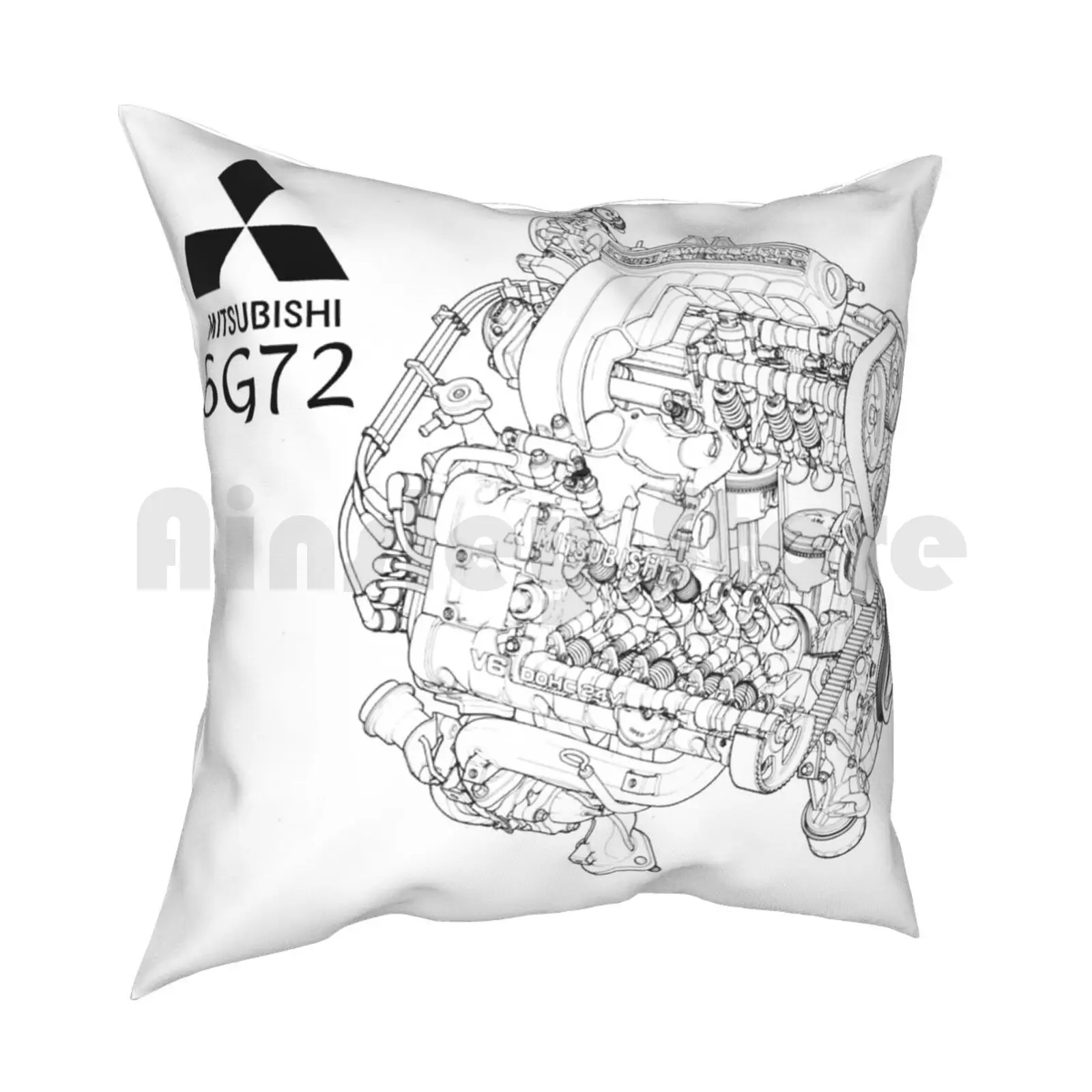 6G72 Pillow Case Printed Home Soft DIY Pillow cover Mitsubishi 3000Gt Stealth 6G72 Auto Sport Sports 90S Fast Speed Engine