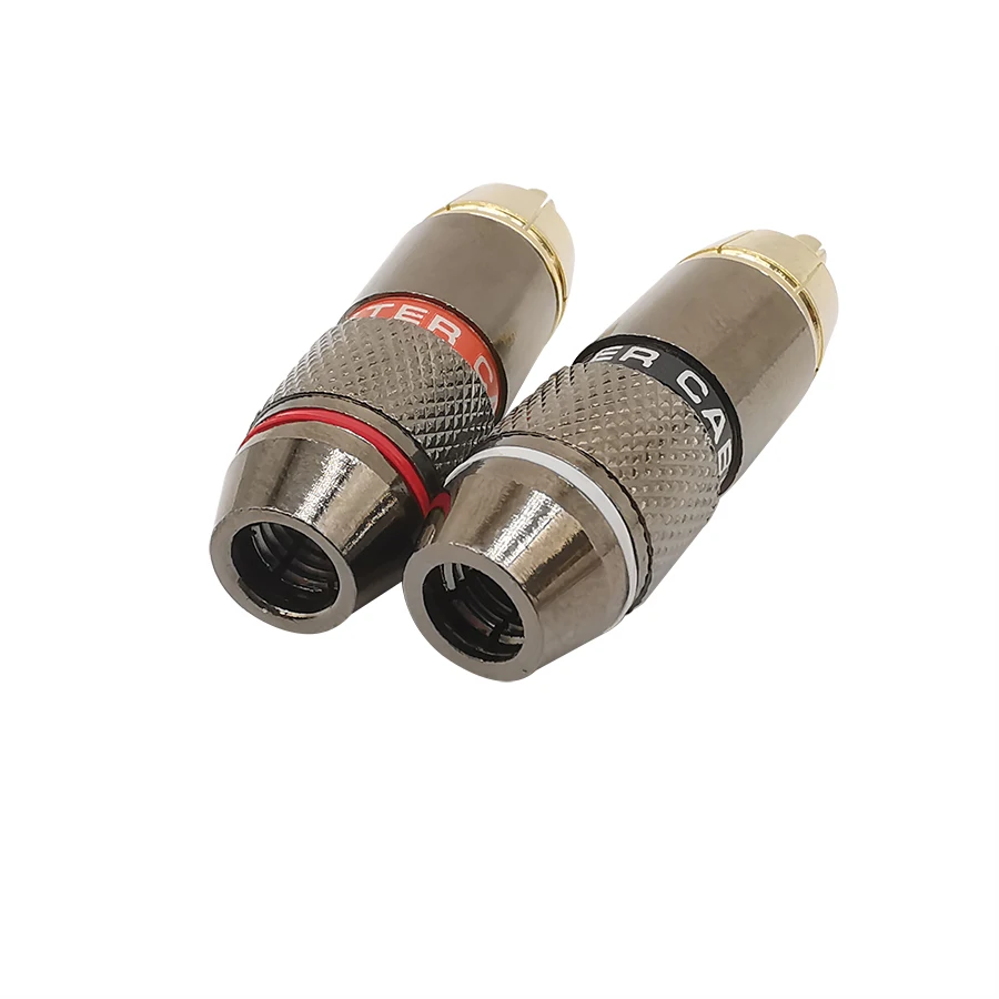 2Pcs Gold Plated RCA Male Plug Adapter Video Audio Wire Connector for 6mm Speaker Cable