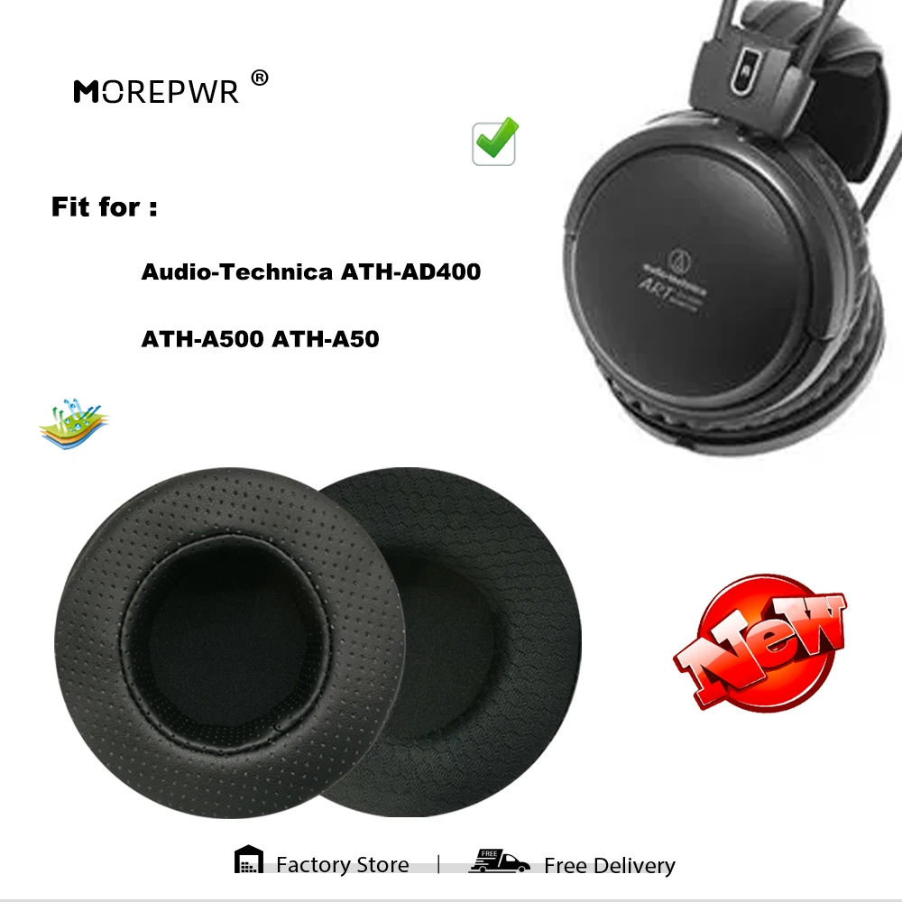 

Morepwr New upgrade Replacement Ear Pads for Audio-Technica ATH-AD400 ATH-A500 ATH-A50 Headset Parts Leather Cushion Earmuff