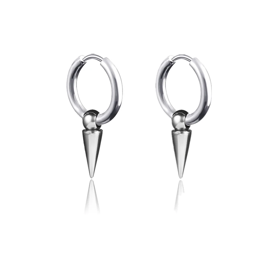 2021 New Punk Retro Stainless Steel Hoop Earrings For Women Men Gothic Round Geometry Rock Statement Ear Jewelry Gifts Earrings