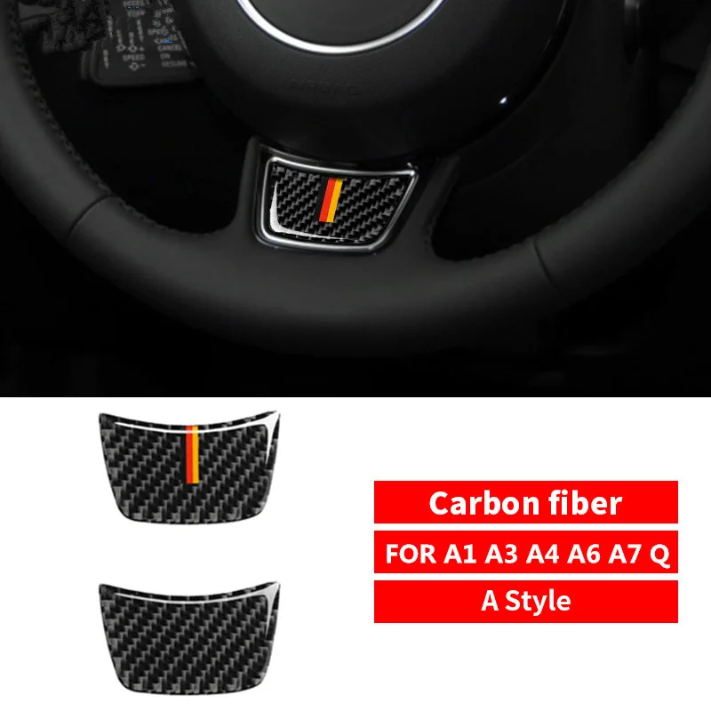 Cubierta embellecedora de volante Interior de coche, pegatinas de fibra de carbono para Audi A1, A3, A4, A5, A6, Q3, Q5, Q7, S3, S4, S5, S6, S7, accesorios para automóviles