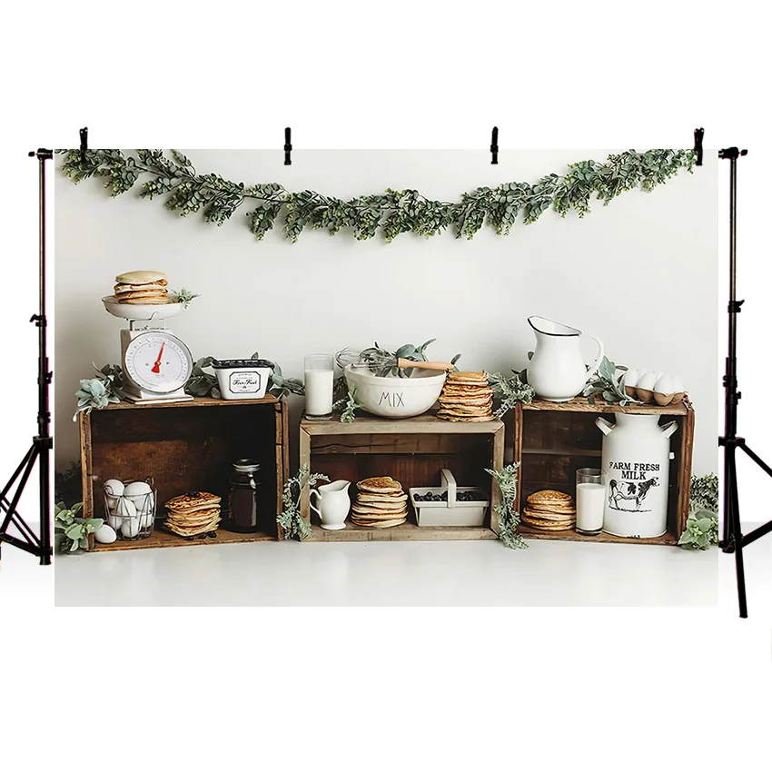 Meholoving Fotografi Latar Belakang Musim Semi Tanaman Hijau Pertanian Susu Segar Anak-anak Ulang Tahun Pertama Kue Menghancurkan Latar Belakang Potret Studio Foto