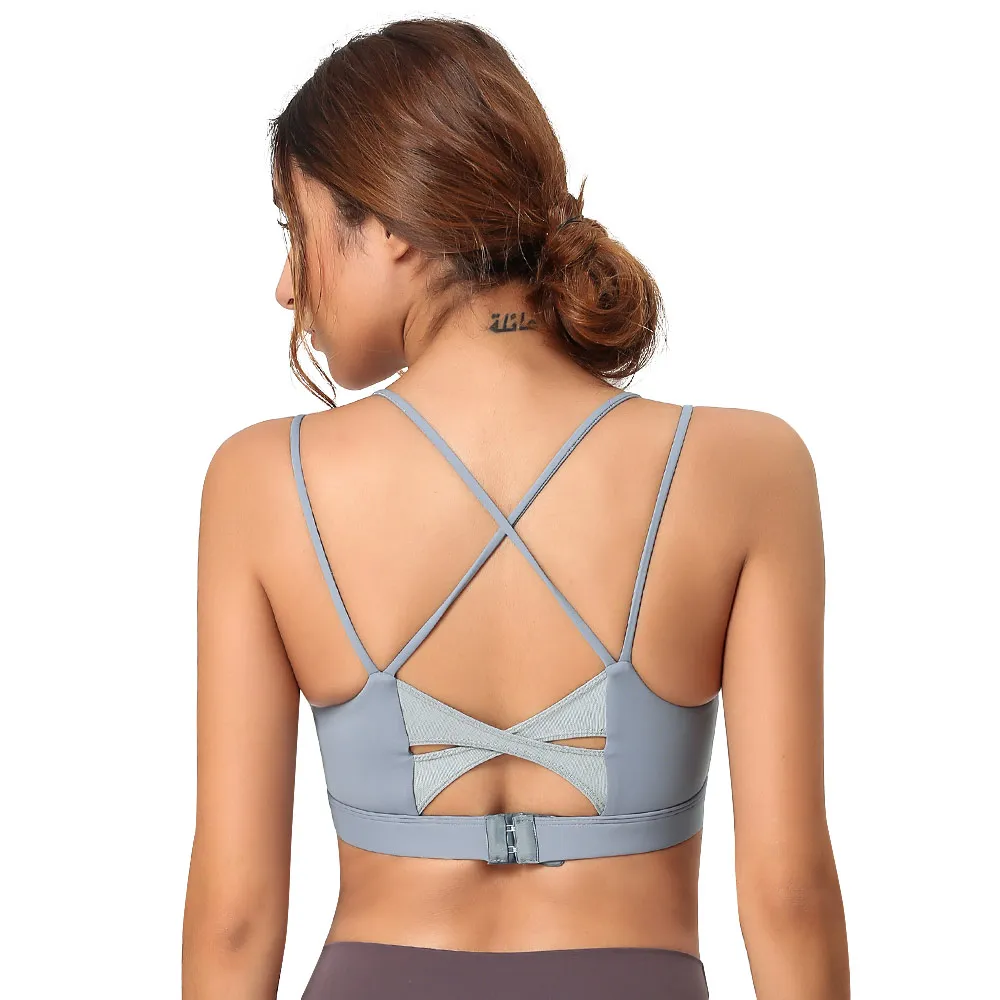 

Sports Bra Plus Size Woman Fitness Bra Top Female Nylon Cross Straps Back Adjustable Underwear Brassiere Active Wear Yoga Bra