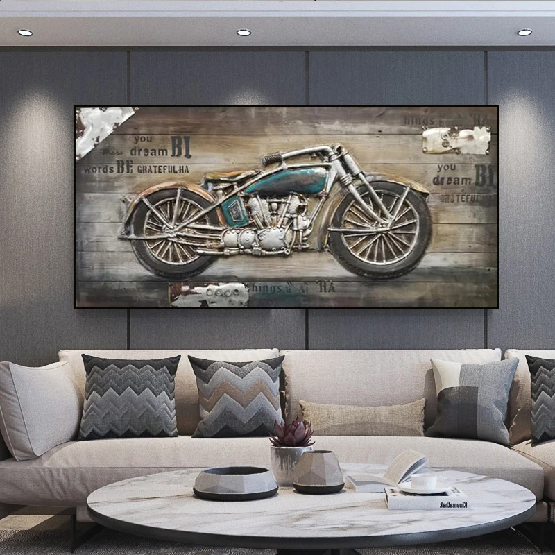 Motorcycle Retro Canvas Art Poster Pictures Home Decor Racing Mural Posters and Prints Living Room Home Decor Mural (No Frame)